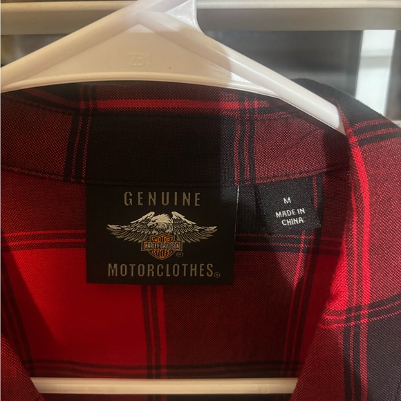 Harley-Davidson Red and Black Plaid Women's Top - Picture 4 of 4